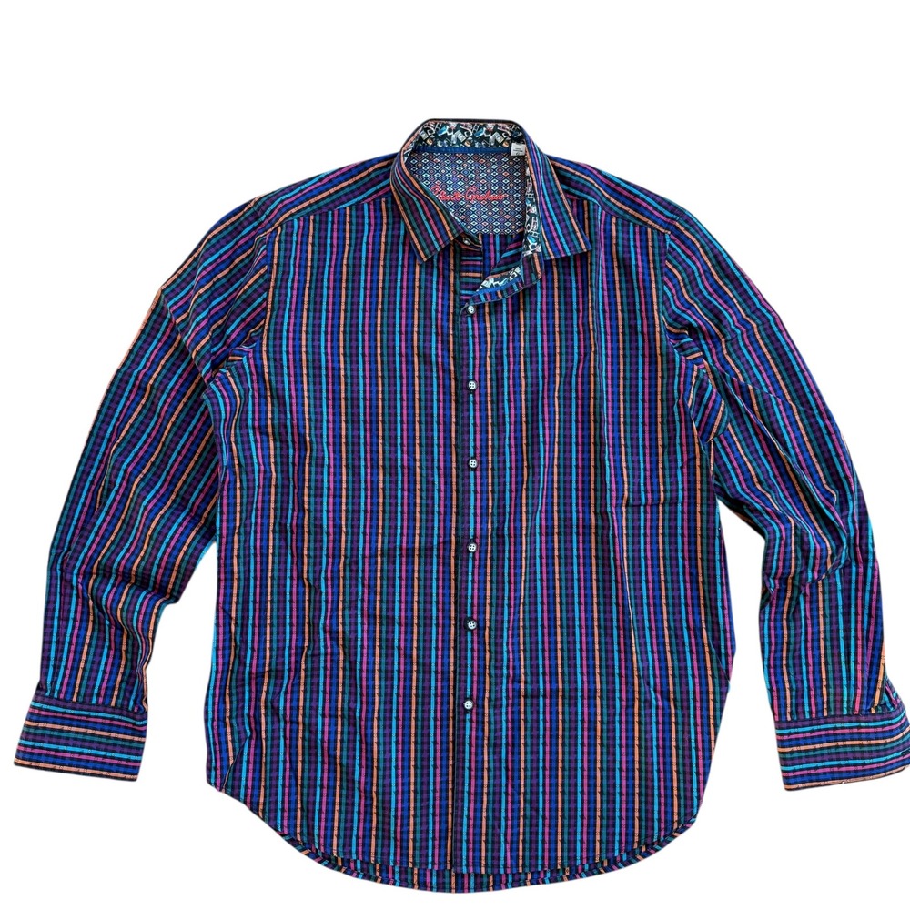 Robert Graham Classic Fit Shirt Men's Large Striped Button Up Long‎ Sleeve